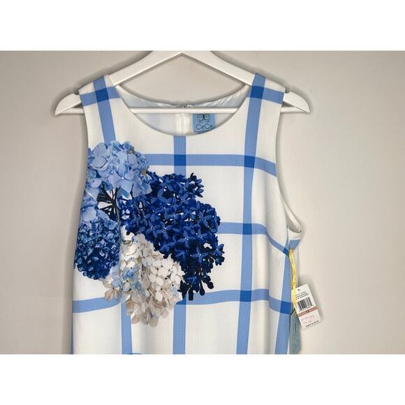 NWT CeCe Spring Meadow Floral Grid Dress New Ivory Women's Size 12 - Picture 4 of 12